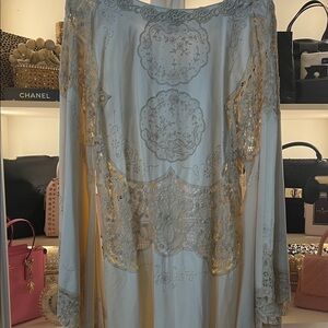 Cream, handmade lace kaftan